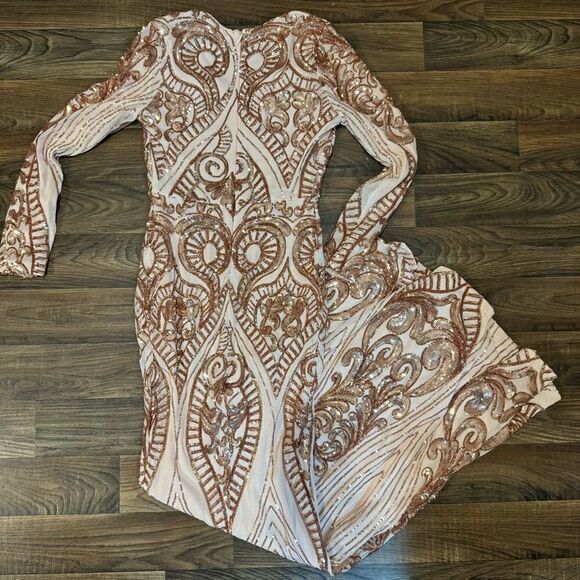 FN Nude Brown Sequin Gown - Picture 3 of 3